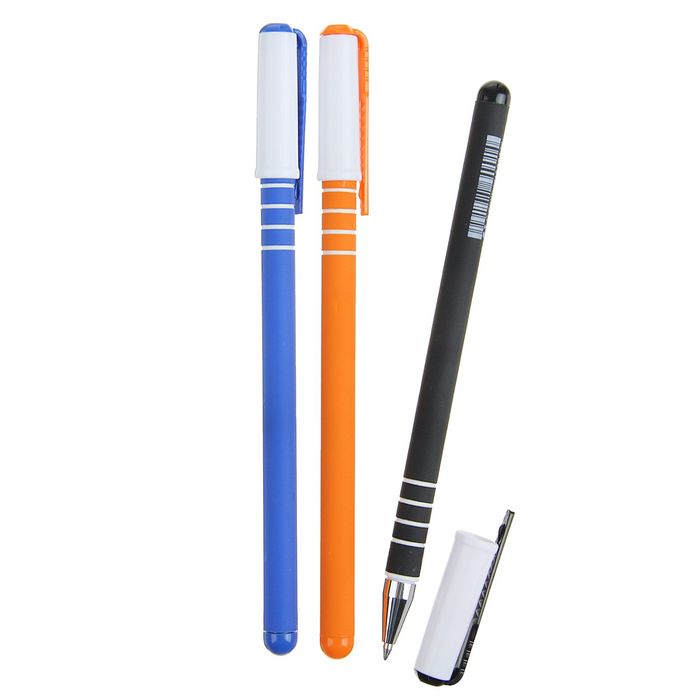 Ручка гелевая 0,5мм черная корпус прорезиненный МИКС