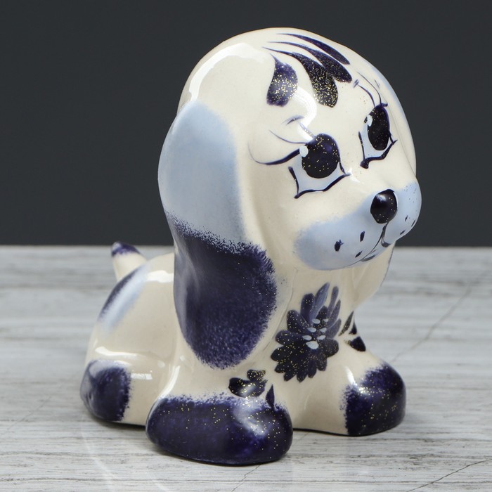 Копилка "Собачка мило" гжель