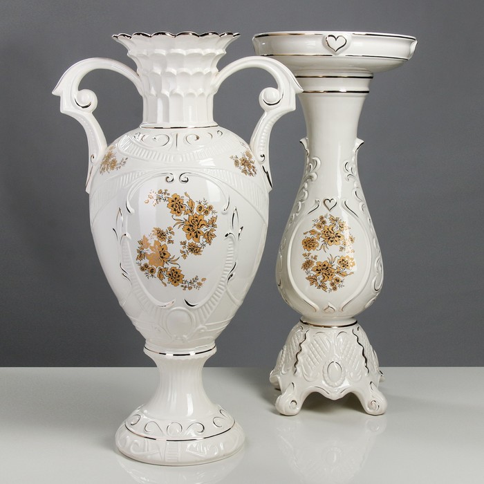 Ваза "Каскад" на колонне, белая