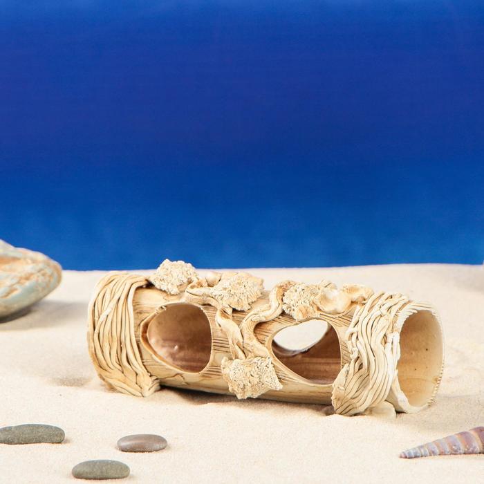 Декорации для аквариума "Труба с водорослями"