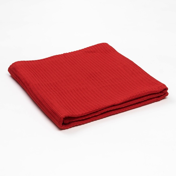 Плед вафельный, размер 110х140 см, 240 гр/м, цвет красный мак