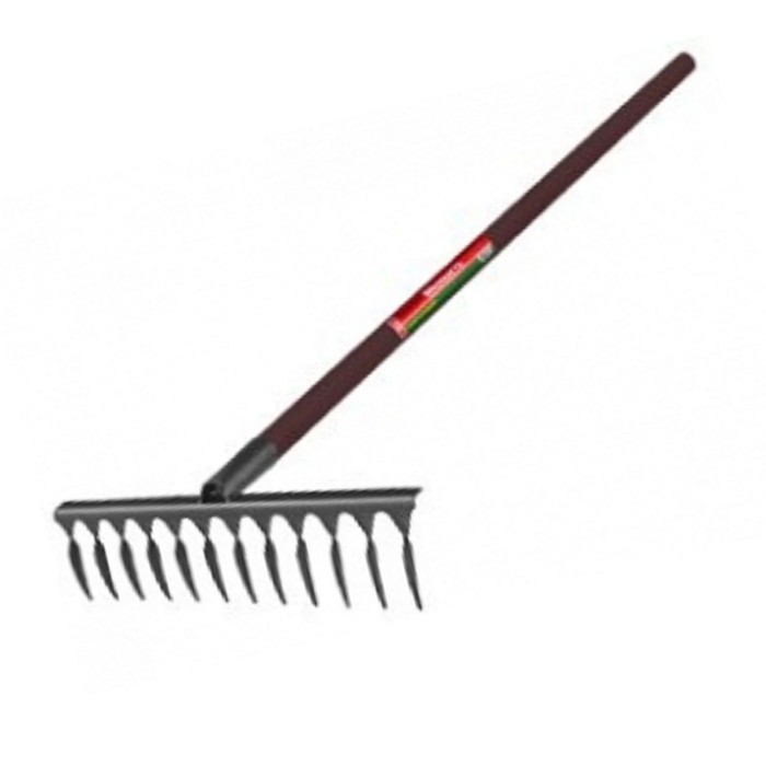 Грабли прямые, повёрнутый зуб, 12 зубцов, металл, деревянный черенок