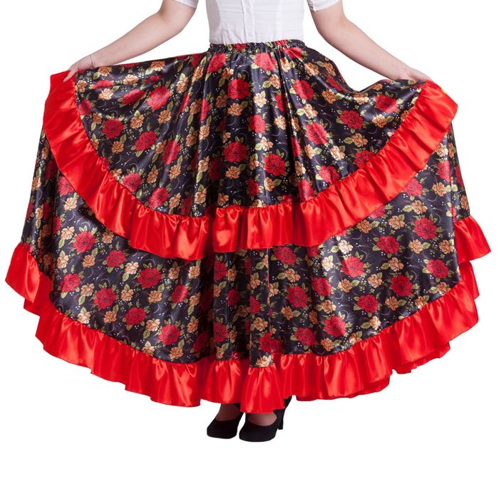 Карнавальная юбка "Цыганская", цвет красный, обхват талии 76-84 см, длина 95 см