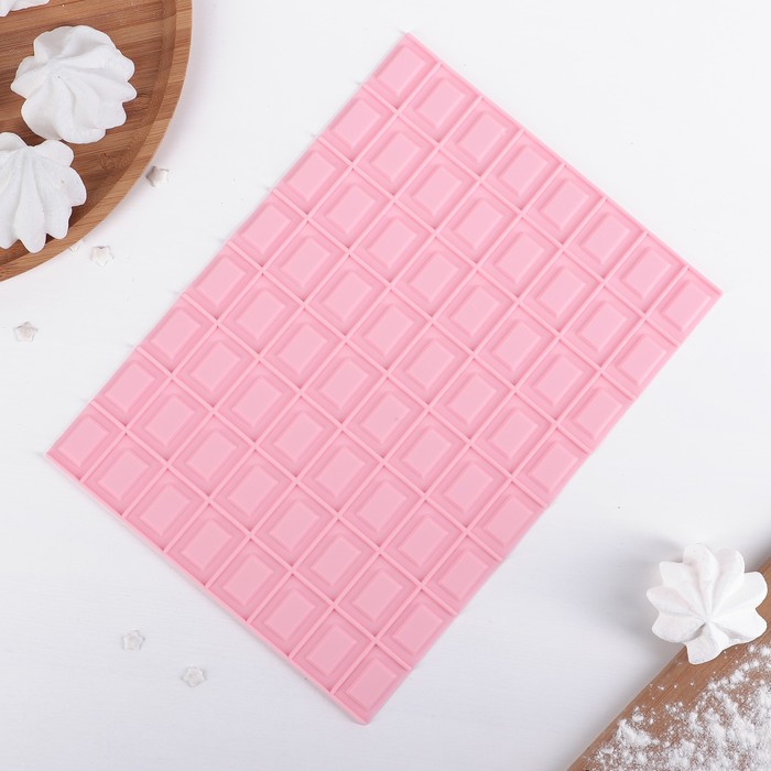 Коврик рельефный 18х25х0,3 см "Плитка", цвет розовый
