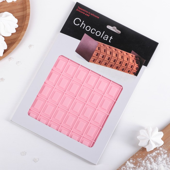 Коврик рельефный 18х25х0,3 см "Плитка", цвет розовый