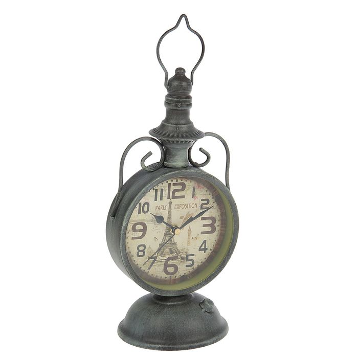 Часы настольные серия Ковка. На ножке, Керосинка, на циферблате Париж 14,5*30см