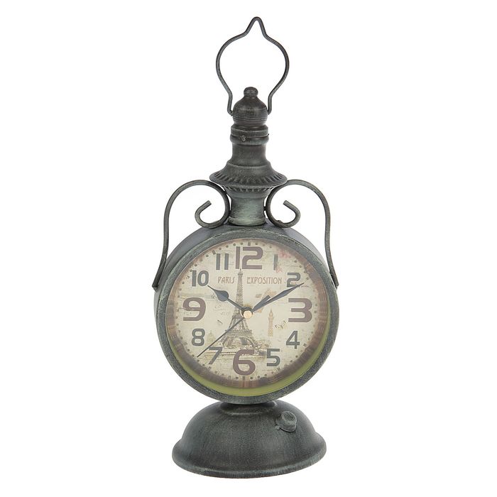 Часы настольные серия Ковка. На ножке, Керосинка, на циферблате Париж 14,5*30см