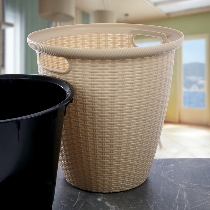 Кашпо напольное 30 л "Ротанг", цвет шоколад