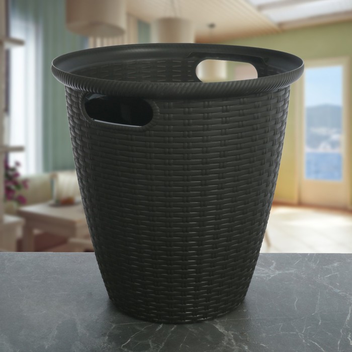 Кашпо напольное 30 л "Ротанг", цвет шоколад