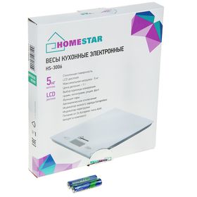 Весы кухонные HOMESTAR HS-3006, электронные, до 5 кг, зелёные от Сима-ленд