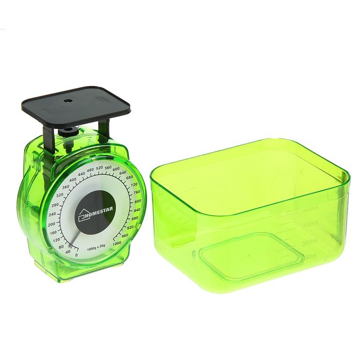 Весы кухонные механические HOMESTAR HS-3004М, до 1 кг, чаша 0.5 л, зеленые