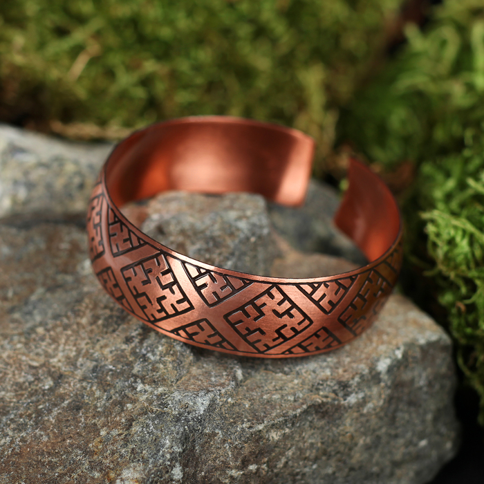 Браслет "Одолень трава", пластинчатый, средний, медь