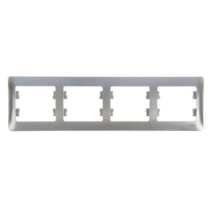 Рамка "Glossa" SchE GSL000304, четырехместная, горизонтальная, цвет алюминий