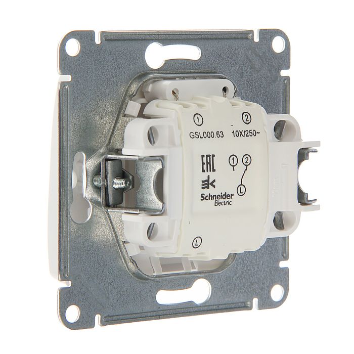 Переключатель "Glossa" SchE GSL000163, 10 А, 1 клавиша, скрытый, с подсветкой, цвет белый