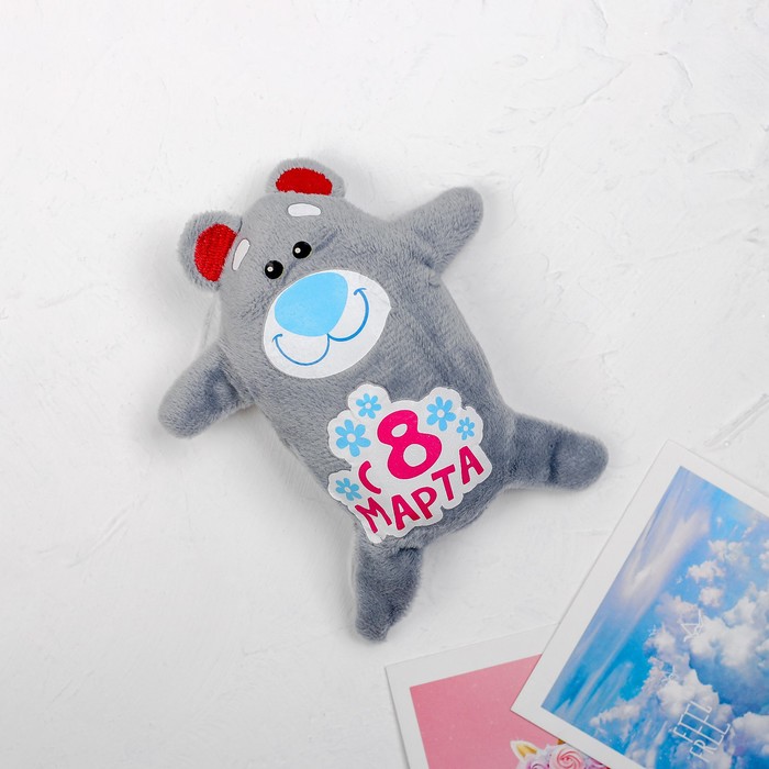 Мягкая игрушка-магнит "Поздравляю с 8 Марта!", мишка