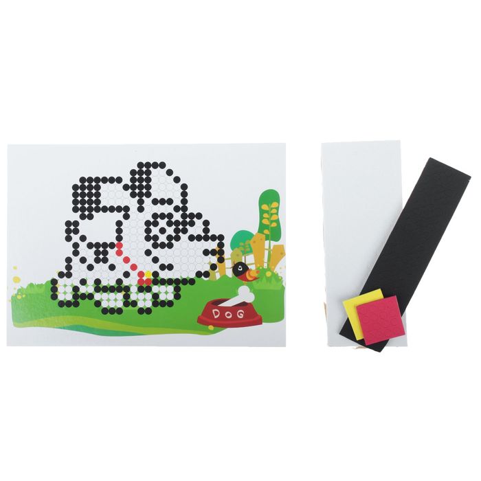 Мозаика стикерная с подставкой "Собачка с косточкой", круглые элементы