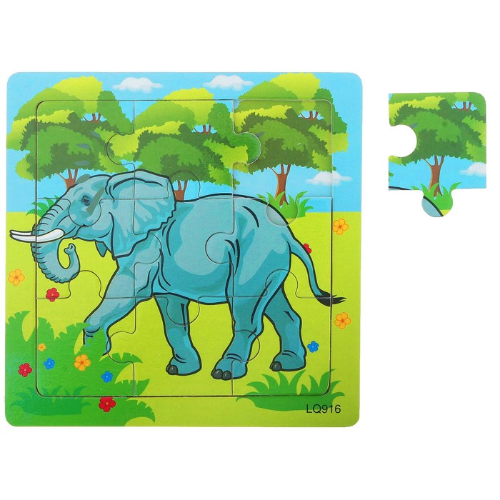 Пазл малый "Слон в саванне", 9 элементов