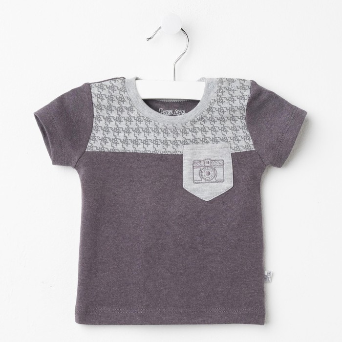 Футболка для мальчика, рост 68 см (44), цвет тёмно-серый меланж