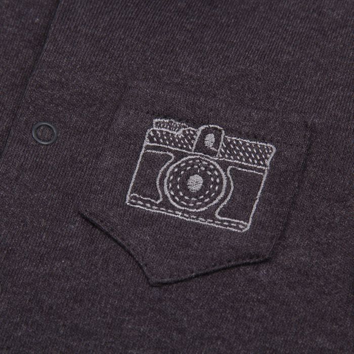 Комбинезон для мальчика, рост 56 см (36), цвет тёмно-серый меланж/голубой