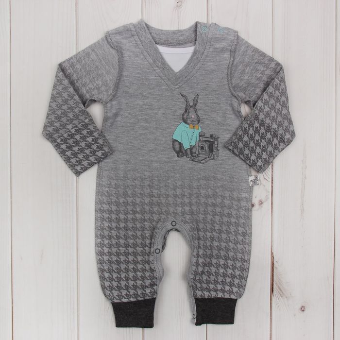 Комбинезон для мальчика, рост 56 см (36), цвет серый