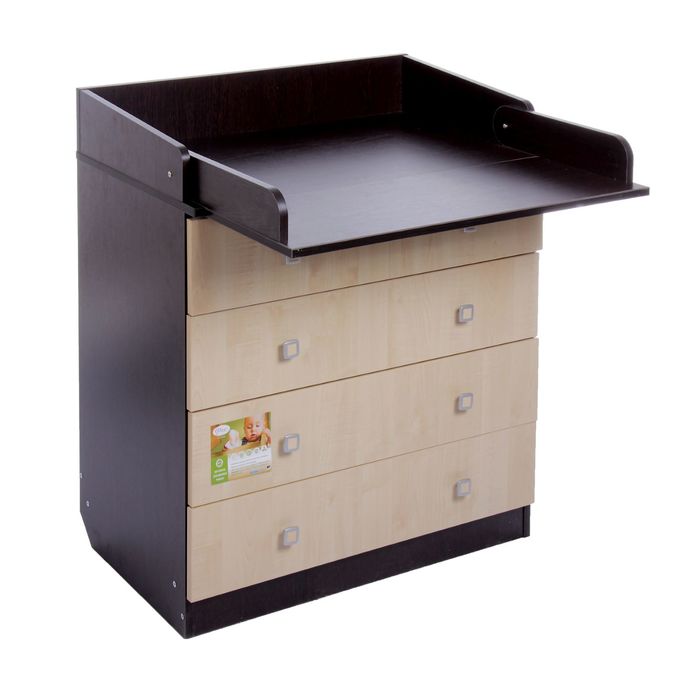Комод детский пеленальный «Фея 1580», 4 выдвижных ящика, цвет венге/клён