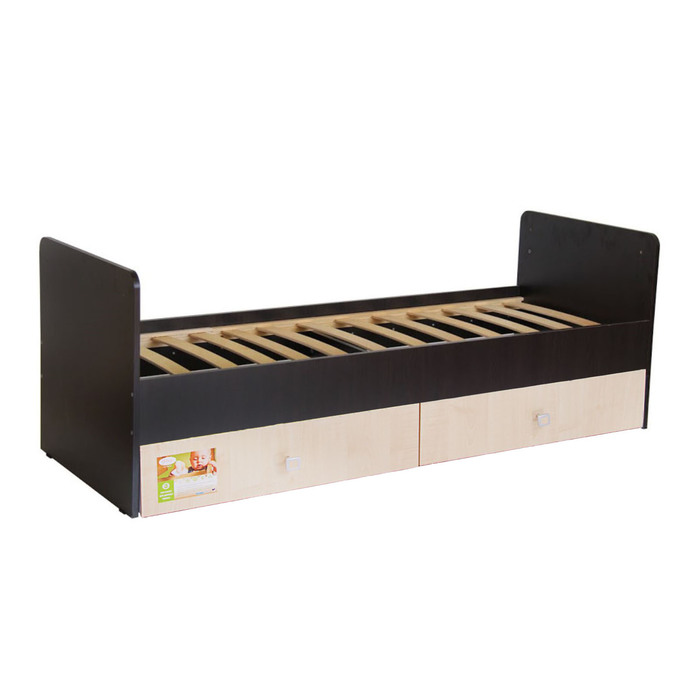 Детская кроватка «Фея 720» на маятнике, с 2 ящиками, цвет венге-клён