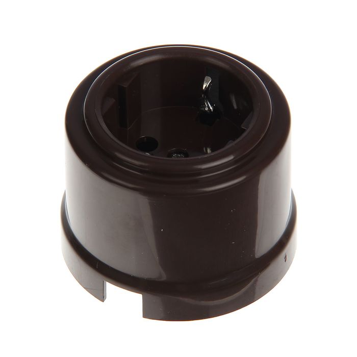 Розетка Bironi, с з/к, пластик, коричневая