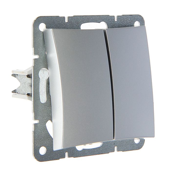 Выключатель "Дуэт" SchE WDE000353, 10 А, 2 клавиши, скрытый, с подсветкой, цвет серебро