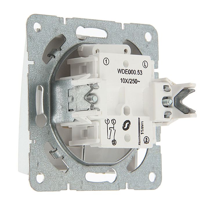 Выключатель "Дуэт" SchE WDE000353, 10 А, 2 клавиши, скрытый, с подсветкой, цвет серебро