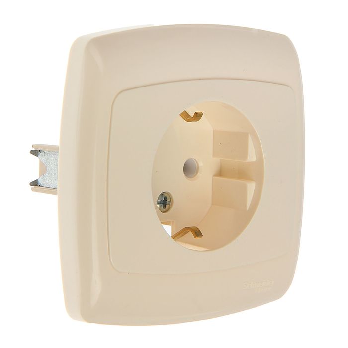 Розетка "Рондо" SchE RS16-264-SI, 16 А, одноместная, скрытая, с з/к, цвет бежевый