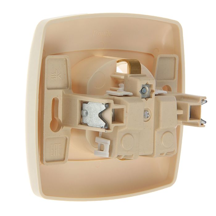 Розетка "Рондо" SchE RS16-264-SI, 16 А, одноместная, скрытая, с з/к, цвет бежевый