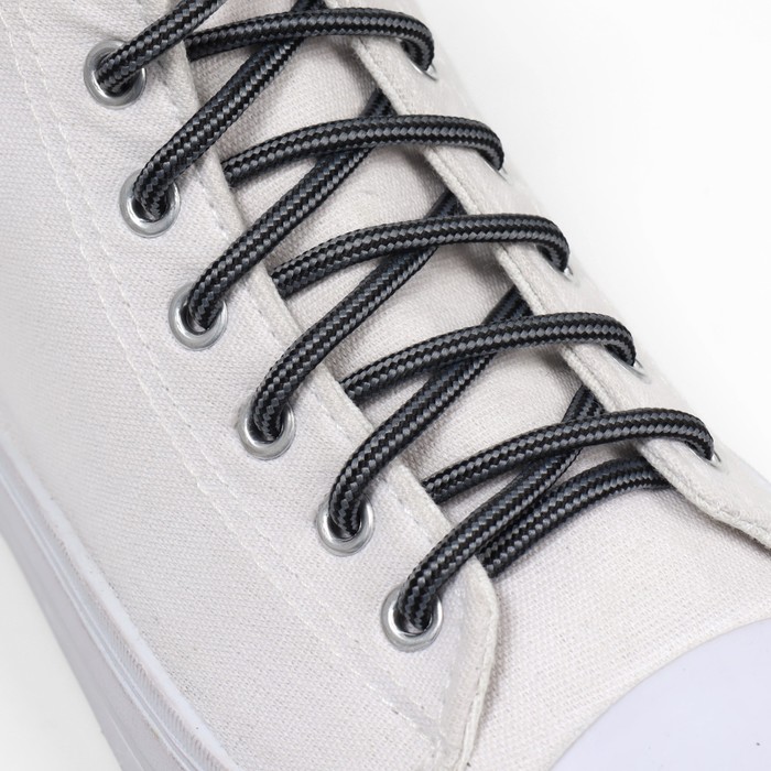 фото Шнурки для обуви, круглые, d = 4,5 мм, 110 см, пара, цвет чёрно-серый