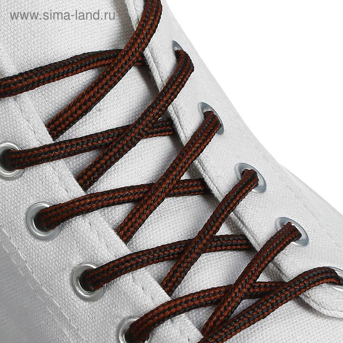 фото Шнурки для обуви, круглые, d = 4,5 мм, 120 см, пара, цвет чёрно-коричневый