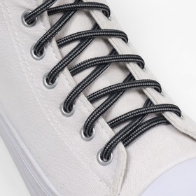 Шнурки для обуви, круглые, d = 4,5 мм, 120 см, пара, цвет чёрно-серый Ош