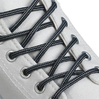 Шнурки для обуви круглые, d = 4,5 мм, 130 см, пара, цвет чёрно-серый