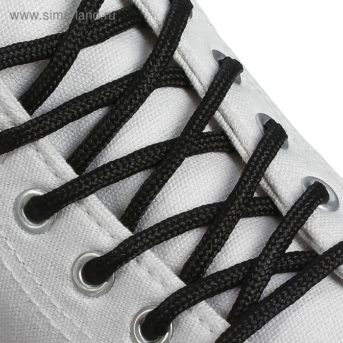 фото Шнурки для обуви круглые, d = 4,5 мм, 130 см, пара, цвет чёрный