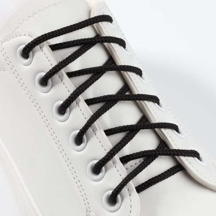 Шнурки для обуви круглые, d 3 мм, 70 см, цвет чёрный