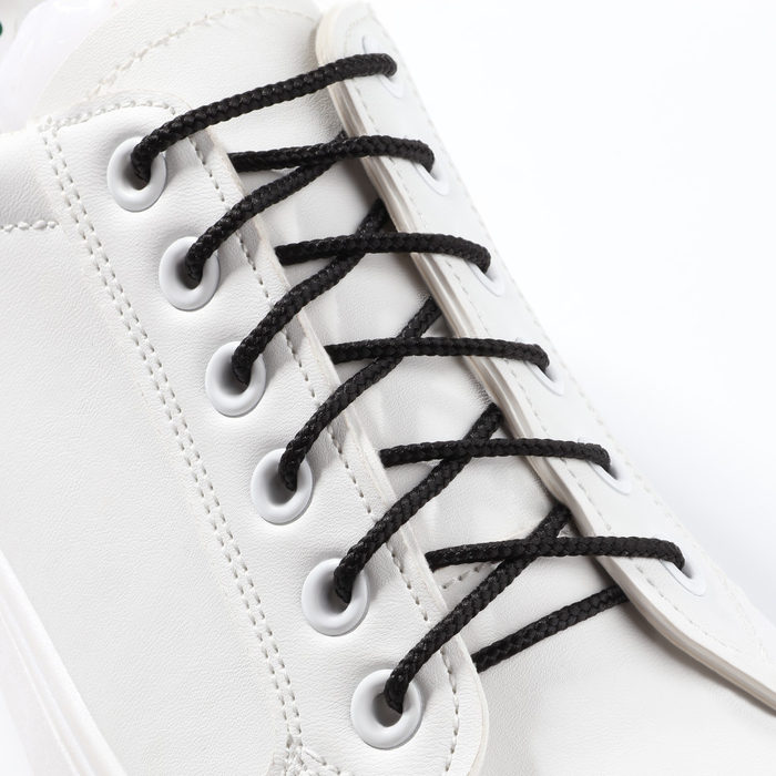 Шнурки для обуви, круглые, d 3 мм, 90 см, цвет чёрный