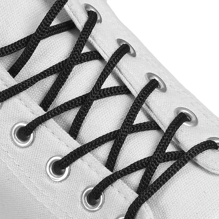 Шнурки для обуви, круглые, d 3 мм, 100 см, цвет чёрный
