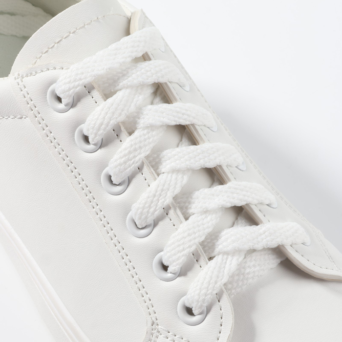 Шнурки для обуви, пара, плоские, 8 мм, 90 см, цвет белый