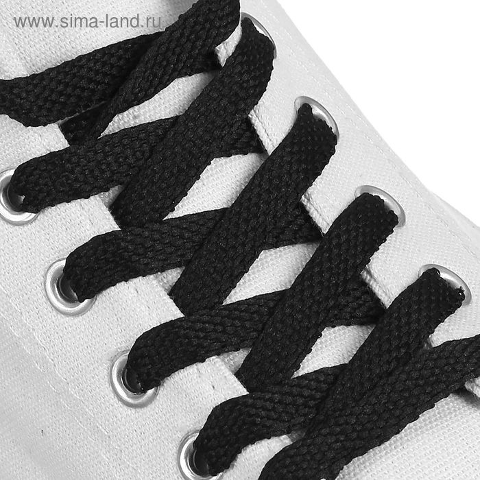 фото Шнурки для обуви плоские, 8 мм, 120 см, цвет чёрный