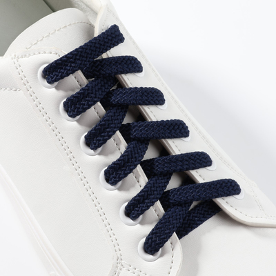 Шнурки для обуви плоские, 8 мм, 120 см, пара, цвет синий