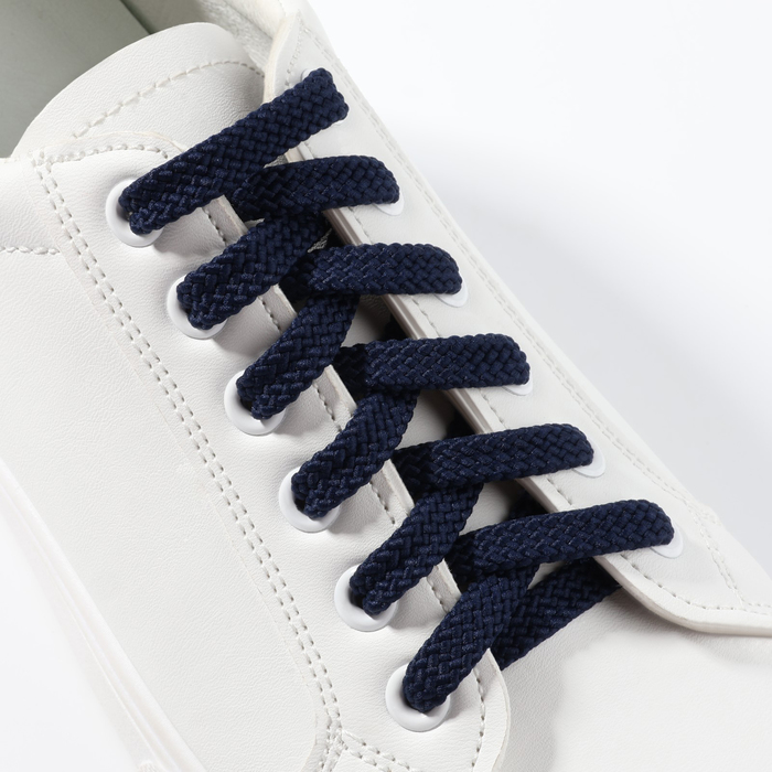фото Шнурки для обуви, плоские, 8 мм, 120 см, пара, цвет синий