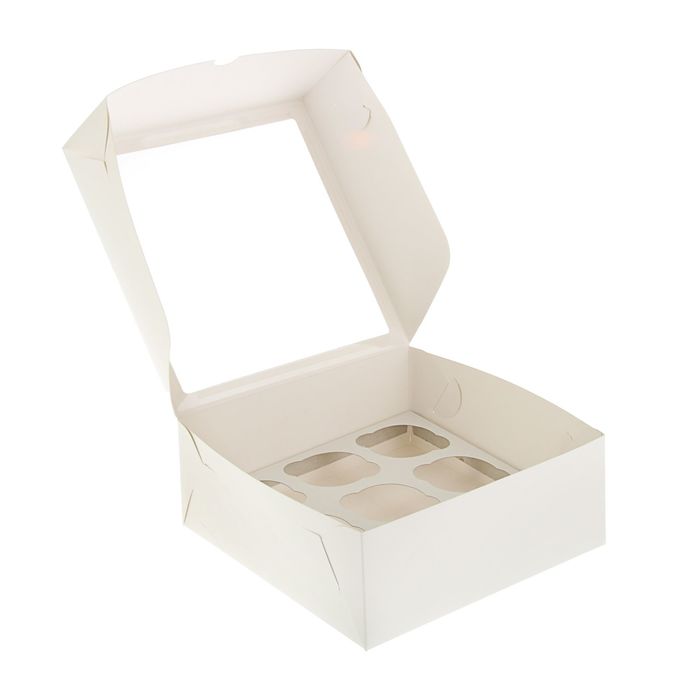 Кондитерская упаковка, короб под 9 капкейков с окном, 25 х 25 х 10 см