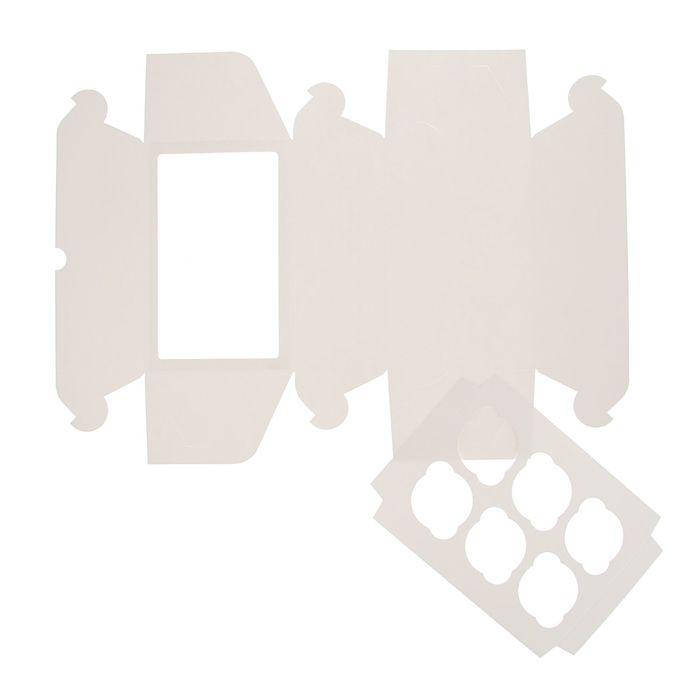 Кондитерская упаковка, короб под 6 капкейков с окном, 25 х 17 х 10 см