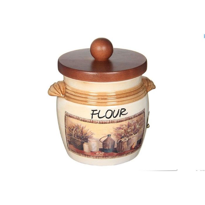 Банка для сыпучих продуктов с деревянной крышкой (мука), 750 мл, "Натюрморт"