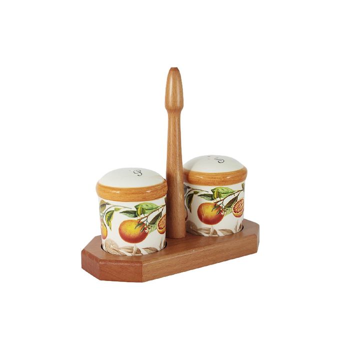 Набор для специй: солонка и перечница на подставке  "Апельсины"