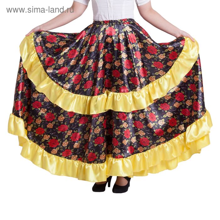фото Карнавальная юбка "цыганская", цвет жёлтый, обхват талии 60-72 см, длина 95 см страна карнавалия
