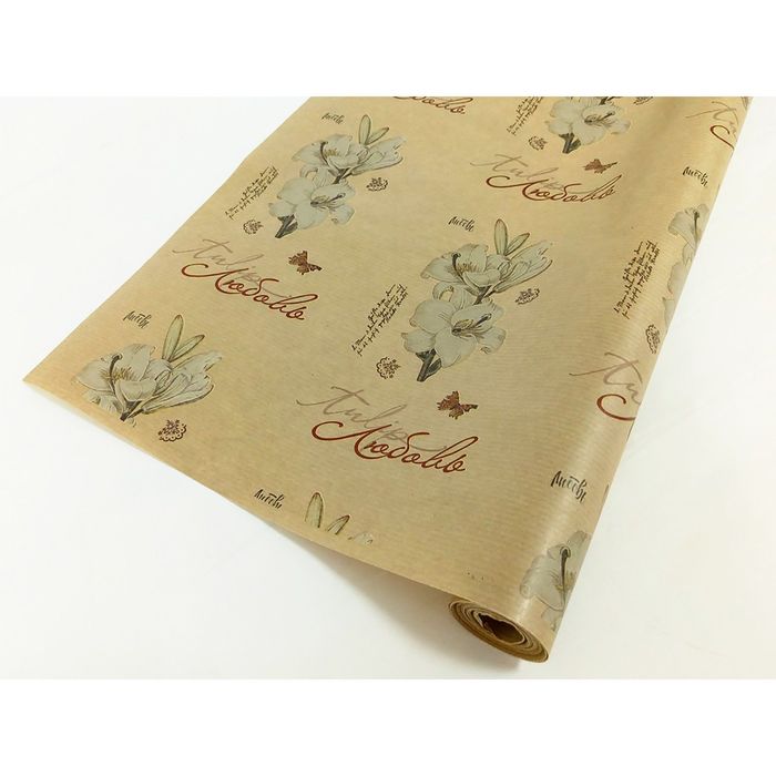 Бумага упаковочная крафт "Цветы любовь", 0,83 x 10 м