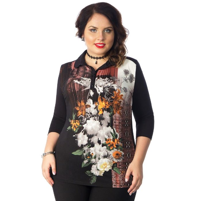 Туника женская, размер 52, цвет чёрный/коричневый М4-3407/3